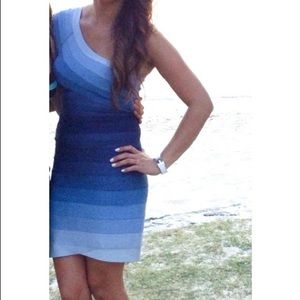 HERVE LEGER Blue Ombré Bandage Dress M